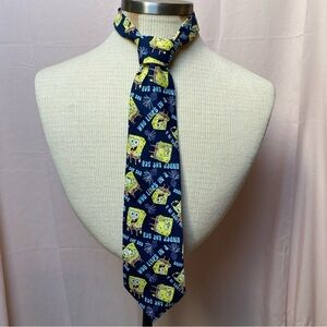Vintage Spongebob Squarepants Printed Blue Standard Neck Tie Nickelodeon 2004